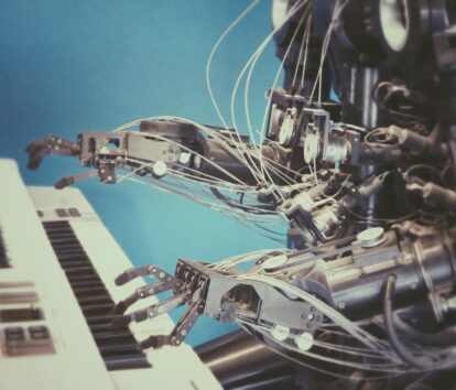 robot playing piano